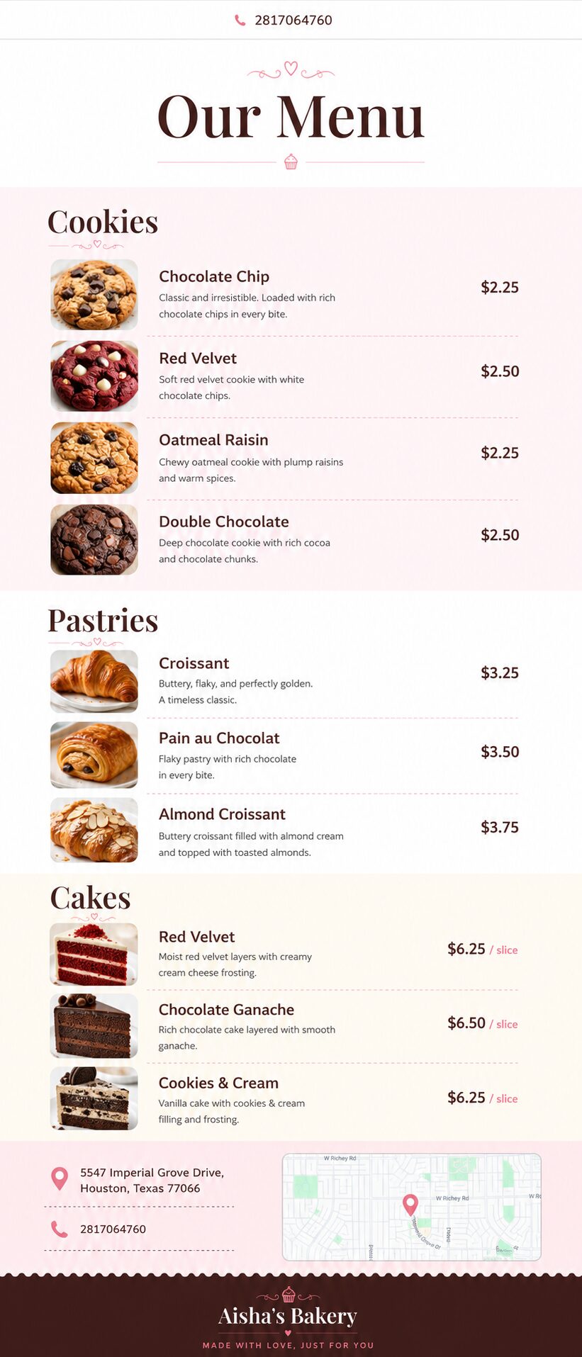 Menu design mockup